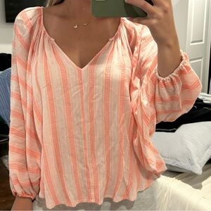 By Together Pink and Orange Striped Blouse